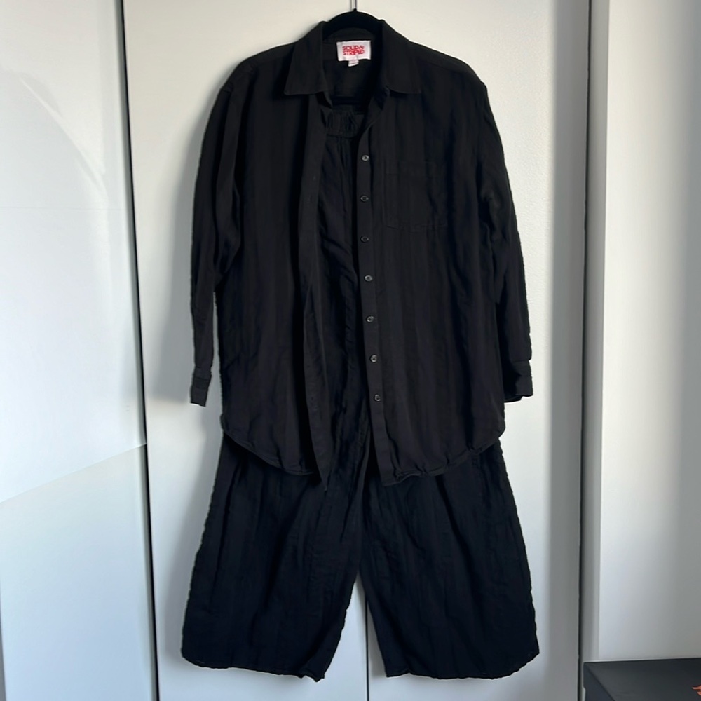 Solid & Striped Oxford Tunic and Delaney Pant Set - M, Black